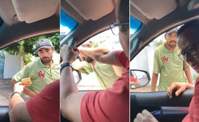 Empresário oferece esmola e dá tapa na cara de mendigo; veja vídeo